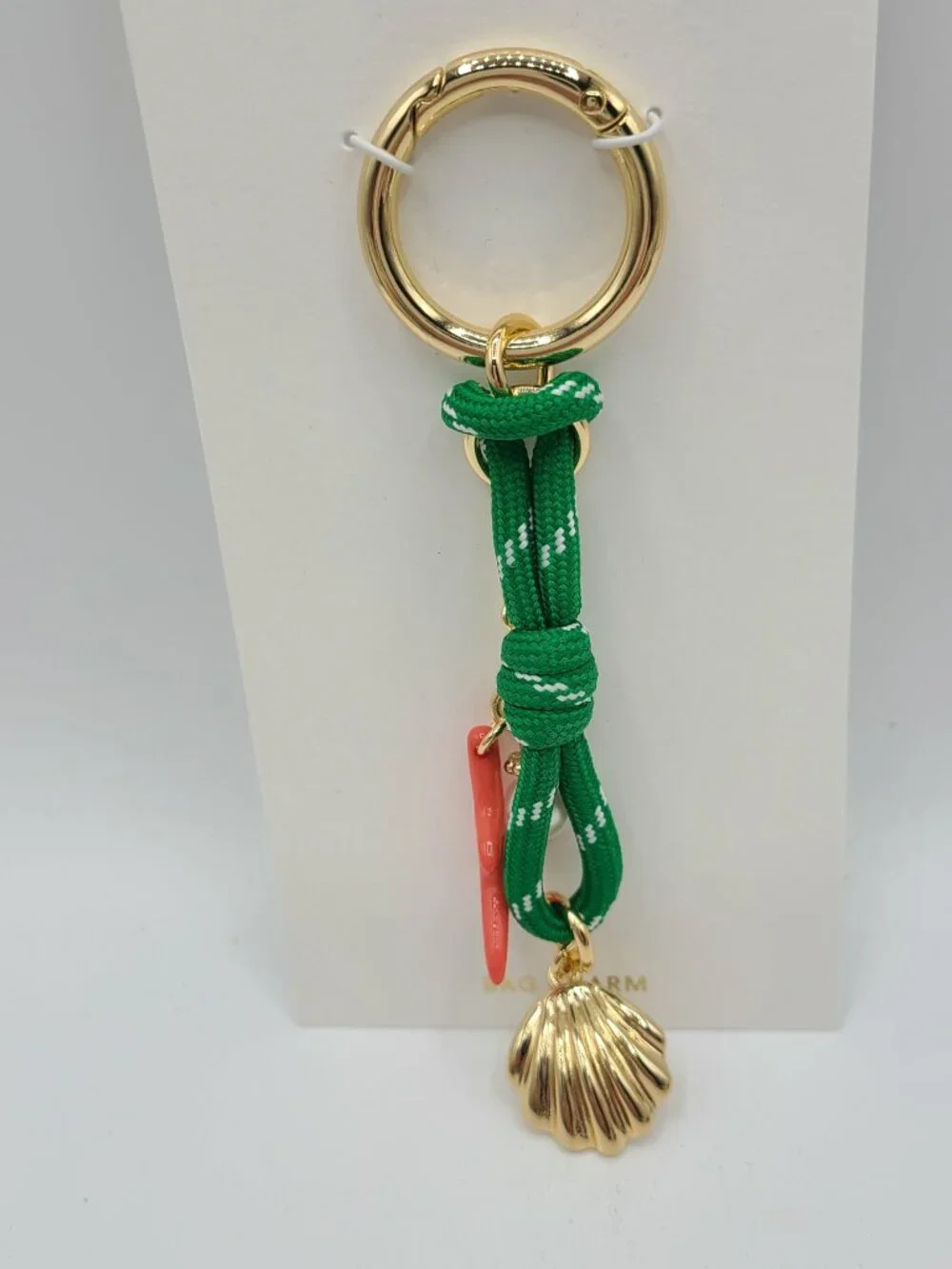J Crew Sea Shell Coral Green Rope Bag Charm NWT